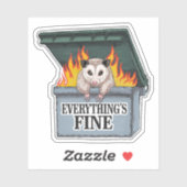 Sticker Tout est fin Opossum Dumpster Feu Vinyl (Feuille)
