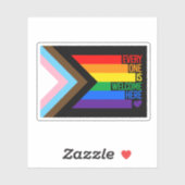 Sticker Tout le monde est bienvenu ici (Progrès Fierté) Dr (Feuille)