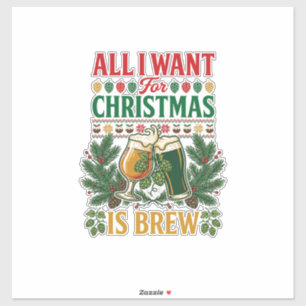 Sticker Tout Verre à bière de Noël Brew Pins sapin
