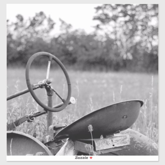 Sticker Tracteur dans l'herbe longue (Feuille)
