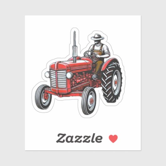 Sticker Tracteur rouge vintage (Feuille)