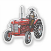 Sticker Tracteur rouge vintage (Devant)