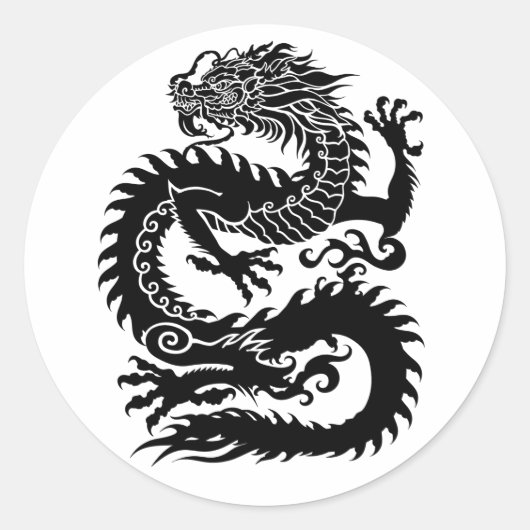 Sticker traditionnel chinois dragon rond classique (Devant)