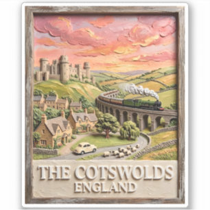 Sticker Train à vapeur de Cotswolds Château Campagne Angle