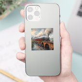 Sticker Train à vapeur sur un pont - Peinture à l'huile (Téléphone)