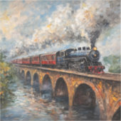 Sticker Train à vapeur sur un pont - Peinture à l'huile (Recto)