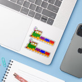 Sticker Train de Jouet en bois des couleurs primaires (Ordinateur portable avec iPhone)