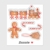 Sticker Train & Sucre de canne de Noël Gingerbread (Feuille)