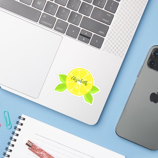 Sticker Tranche de citron (Ordinateur portable avec iPhone)