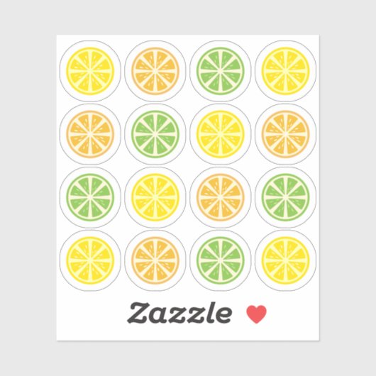Sticker Tranche de citron orange lime décoration de fruits (Feuille)