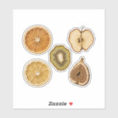 Sticker Tranches de fruits secs Orange Pomme Kiwi Figue Mo (Feuille)