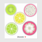 Sticker Tranches de fruits tropicaux, agrumes, dragons, Ki (Feuille)