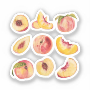 Sticker Tranches de pêche aquarelles et colorées fraîches,