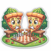 Sticker Tranches de pizza jouant aux échecs (Devant)