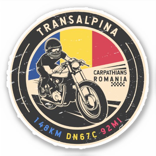 Sticker Transalpina Roumanie Motorcycle (Devant)
