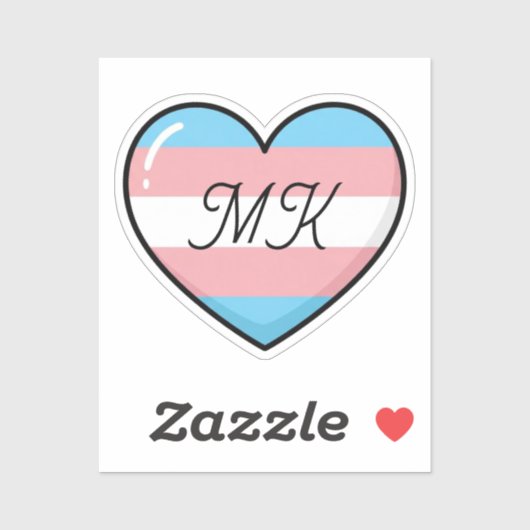 Sticker Transgender Flag Heart Monogrammed  | LGBTQIA+  (Feuille)
