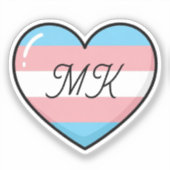 Sticker Transgender Flag Heart Monogrammed  | LGBTQIA+  (Recto)