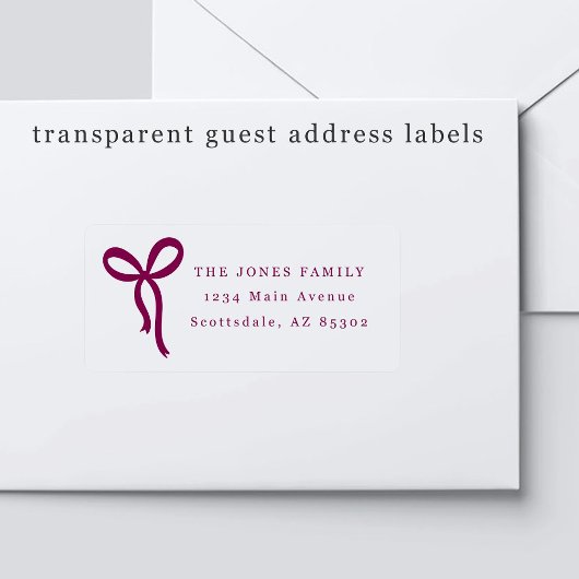 Sticker Transparent Bow Wedding Guest Address Labels