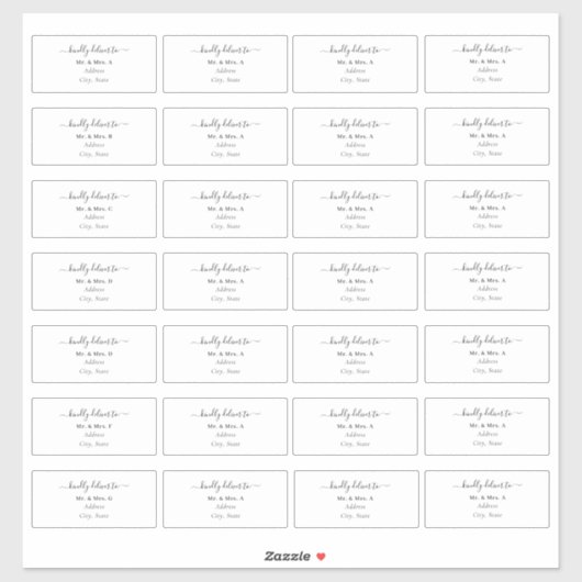 Sticker Transparent Calligraphy do-it-yourself Adresse de (Feuille)