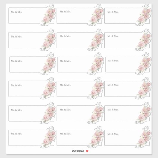 Sticker Transparent Guest Adresse H2 Dusty Roses (Feuille)