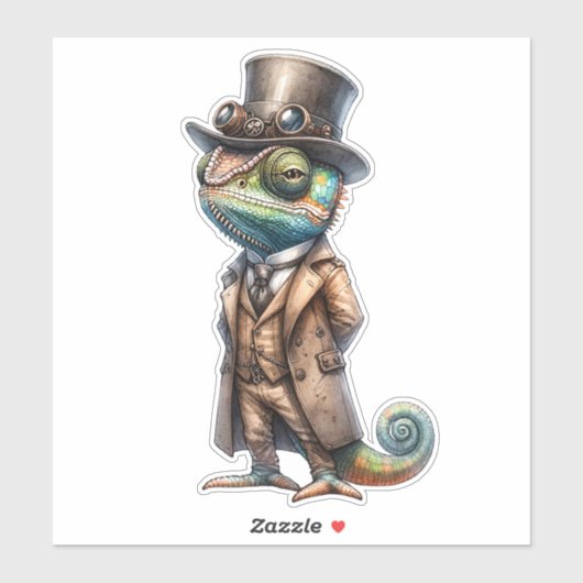 Sticker transparent Steampunk Chameleon (Feuille)