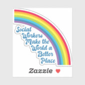 Sticker Travail social Citation inspirante Rainbow Cute (Feuille)