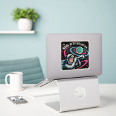 Sticker Travailler avec Intention (Ordinateur portable sur le bureau)
