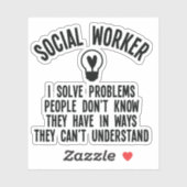 Sticker Travailleur social Je résolve les problèmes (Feuille)