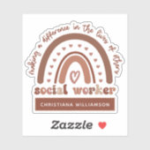 Sticker Travailleur social personnalisé Boho Rainbow (Feuille)