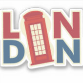 Sticker Travel Villes Londres Blue Red Phone Box (Devant)