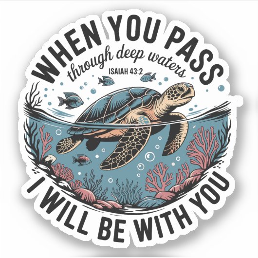 Sticker Traverser Deep Water Ocean Sea Turtle Christian (Devant)