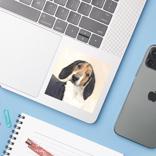 Sticker Treeing Walker Coonhound Peinture - Art original (Ordinateur portable avec iPhone)