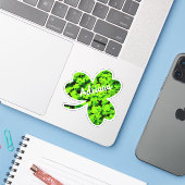 Sticker Tréfoil Clover Leaf Cloverleaf Shape Nom personnal (Ordinateur portable avec iPhone)