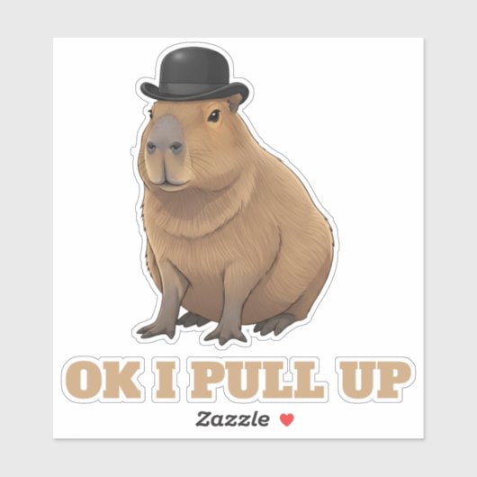 Sticker Trendy and funny Capybara meme design (Feuille)