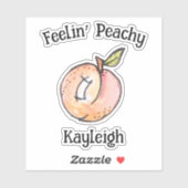 Sticker Trendy Cute Feelin Peachy Peach Nom Ado moderne (Feuille)