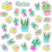 Sticker Trendy Kawaii Poted Succulents & Cactus (Devant)