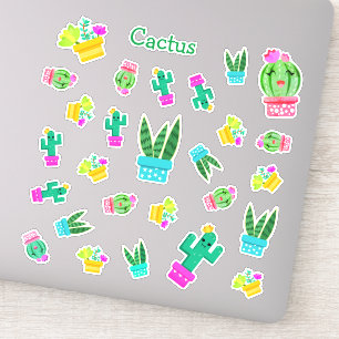 Sticker Trendy Kawaii Poted Succulents & Cactus