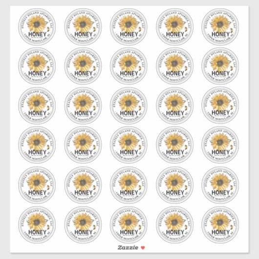 Sticker Trente 2" Honey Sunflower imperméable Mason Étique (Feuille)