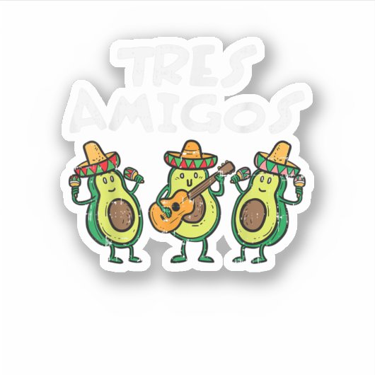 Sticker Tres amigos Avocados Guac Cinco De Mayo Fiesta Mex (Devant)