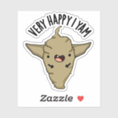 Sticker Très Heureux Je Yam Funny Veggie Pun (Feuille)