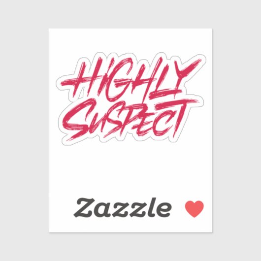 Sticker Très Suspect. Texte rouge (Feuille)