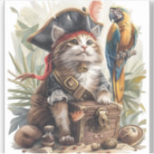 Sticker Trésor de chat pirate (Devant)