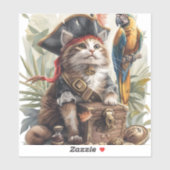 Sticker Trésor de chat pirate (Feuille)