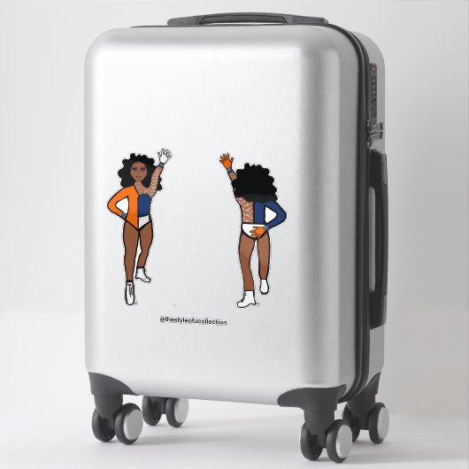 Sticker Tri-Color White Navy Orange Dancer #1 (Sur valise)