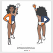 Sticker Tri-Color White Navy Orange Dancer #1 (Feuille)
