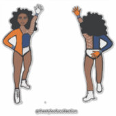 Sticker Tri-Color White Navy Orange Dancer #1 (Devant)
