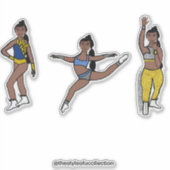 Sticker Tri-Pose Dancer Blue Gold Silver #1 (Devant)