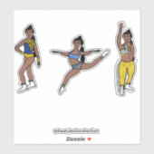Sticker Tri-Pose Dancer Blue Gold Silver #1 (Feuille)