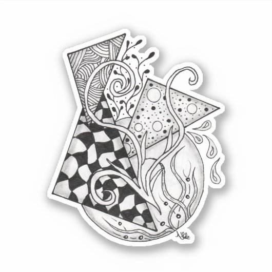 Sticker Triangle floral, dessin de Tangle - (Devant)