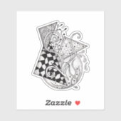 Sticker Triangle floral, dessin de Tangle - (Feuille)